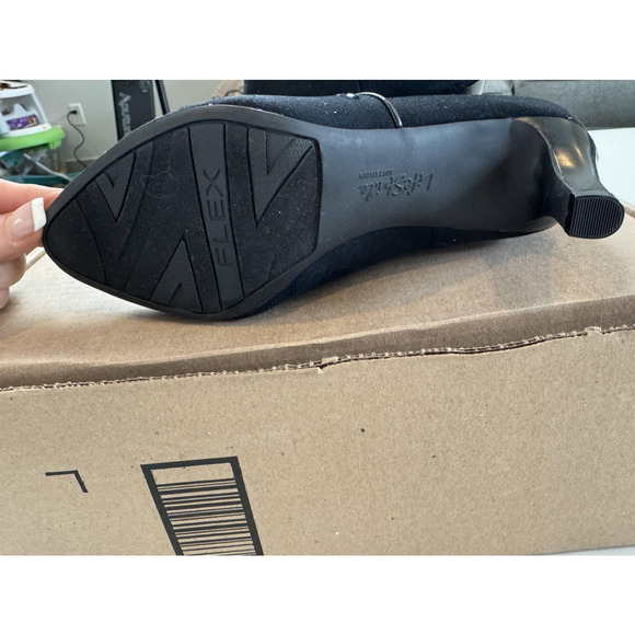 LifeStride Shoes Womens Size 5W Black Suede Booties Soft System Heels Flex Zip - Picture 7 of 10